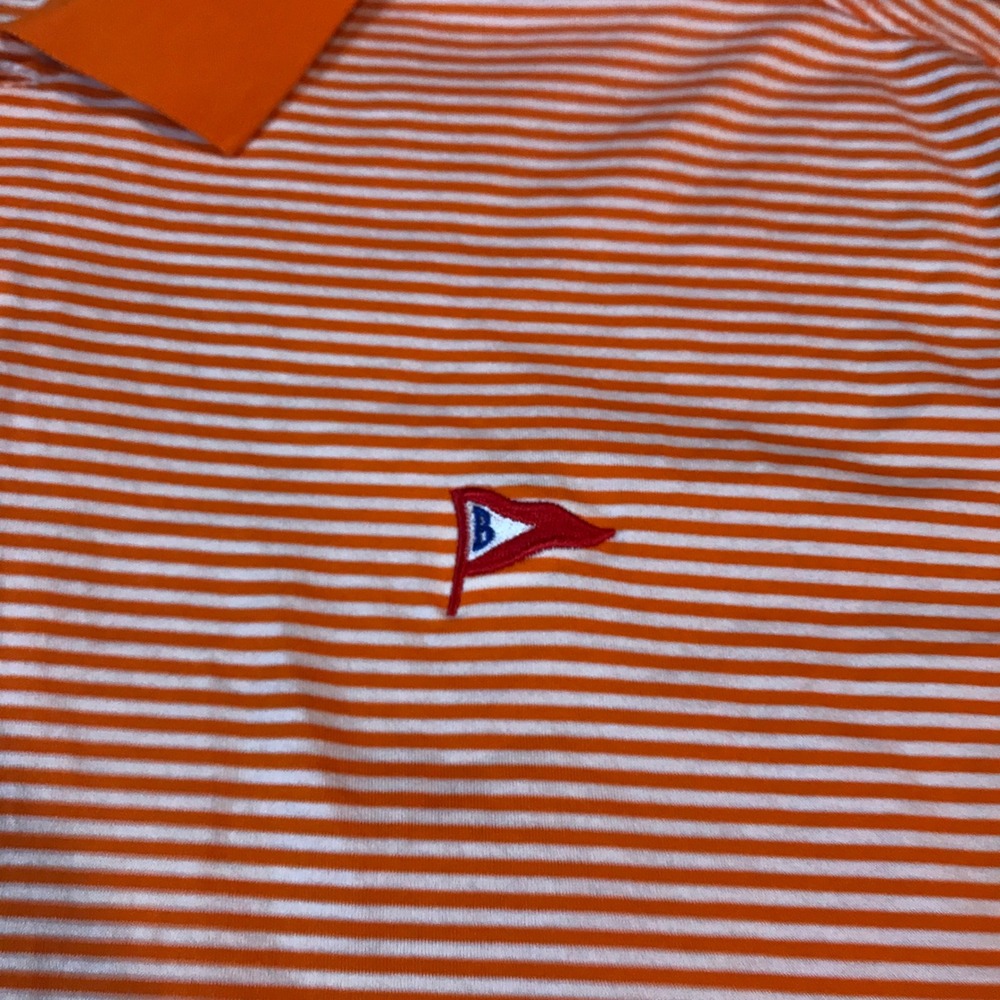 Belvedere Golf Club Mens Large Orange White Striped Supima Cotton Polo Shirt - Picture 5 of 12